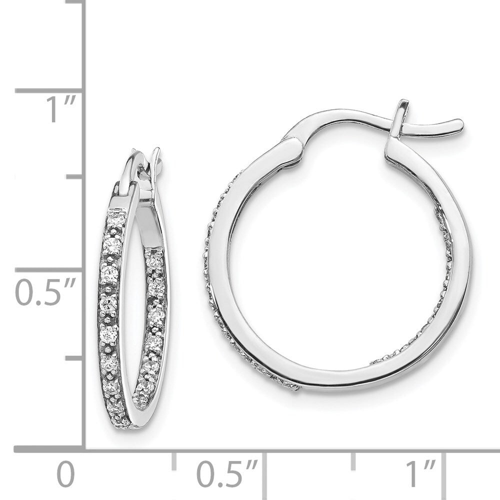 14k White Gold Diamond In Out Hoop Earrings