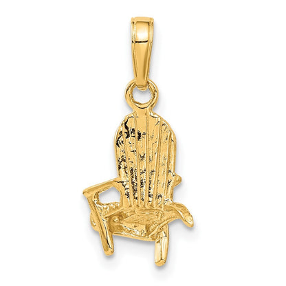 14k Yellow Gold 3D Adirondack Beach Chair Pendant for Women