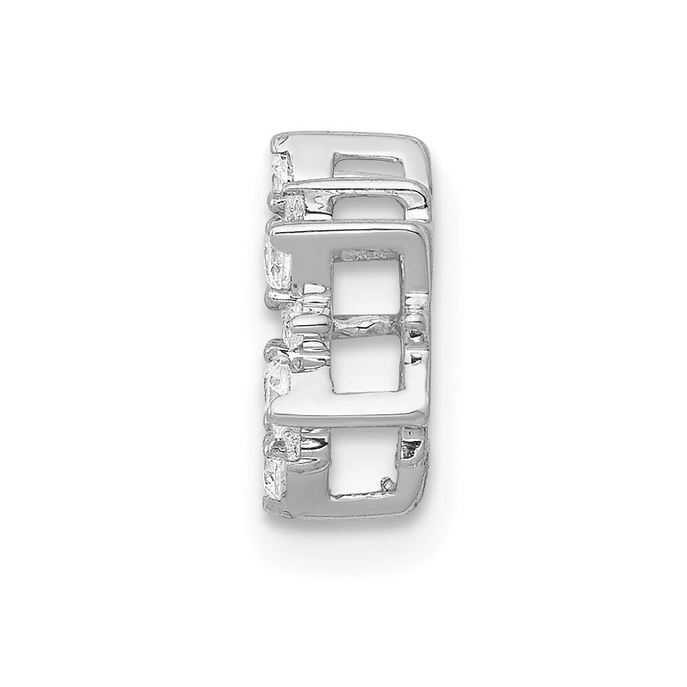 14k White Gold Diamond Fancy Circle Chain Slide Pendant for Women