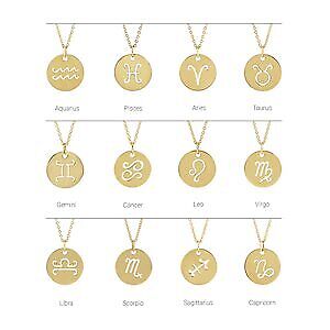 14k Yellow Gold Virgo Zodiac Disc 16-18" Necklace