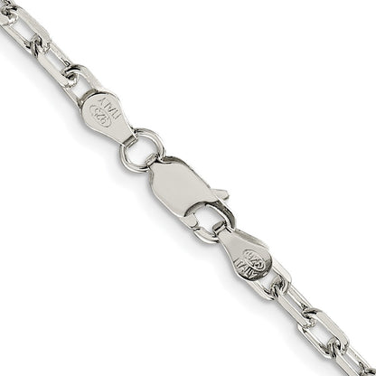 Sterling Silver Rhodium-plated 3.75mm Diamond-cut Long Link Cable Chain Necklace