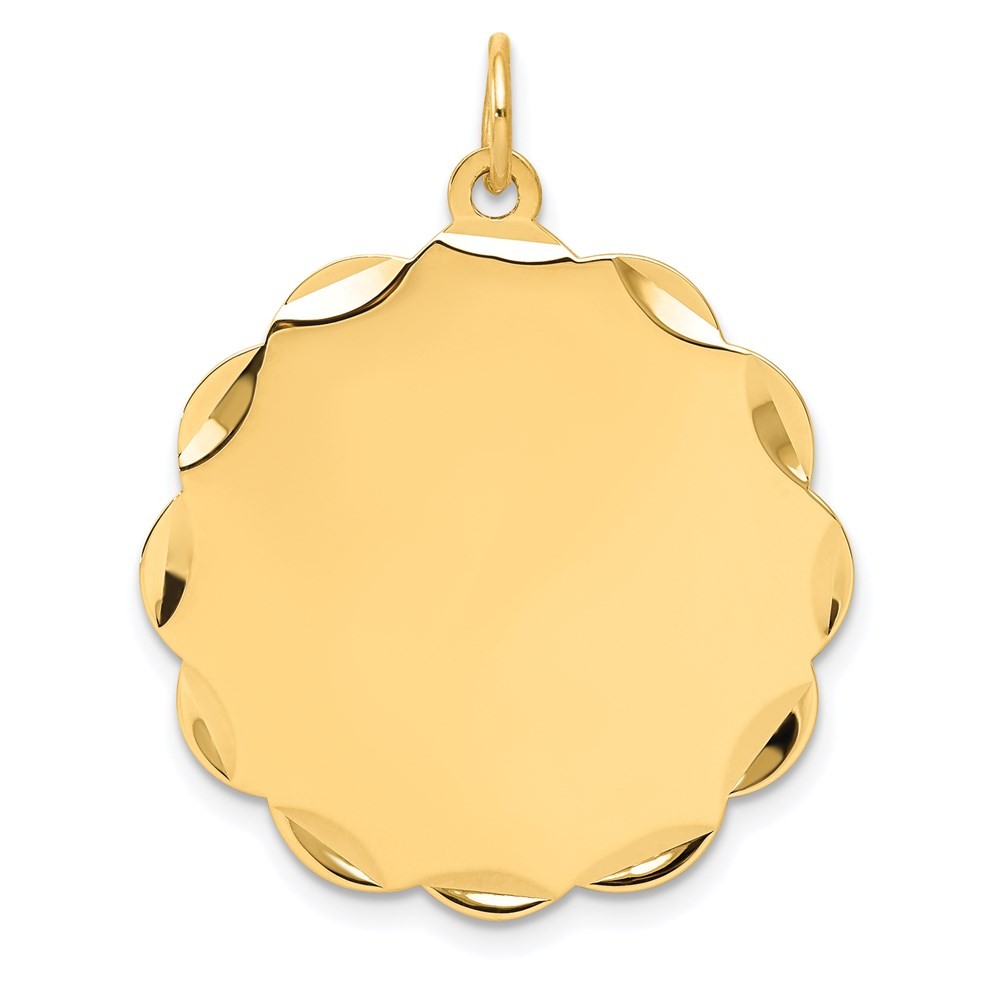 14k Yellow Gold .018 Gauge Engravable Scalloped Disc Charm