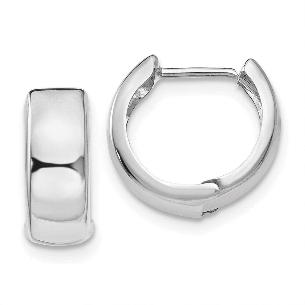 14k White Gold Polished Hinged Hoop Earrings Gift for Women