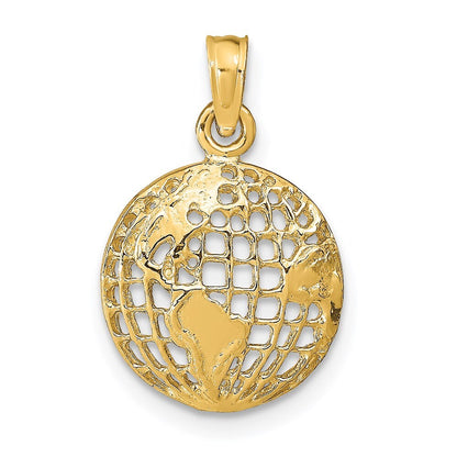 14k Yellow Gold Polished Globe Pendant for Women