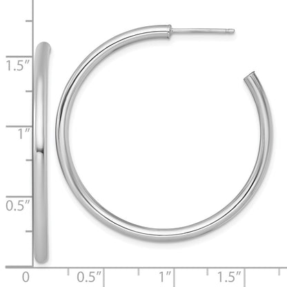 14k White Gold Polished 2.5 x 40mm Tube C-Hoop Earrings