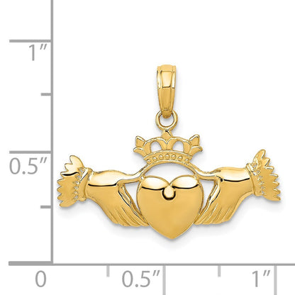 14k Yellow Gold Polished Claddagh Pendant for Women