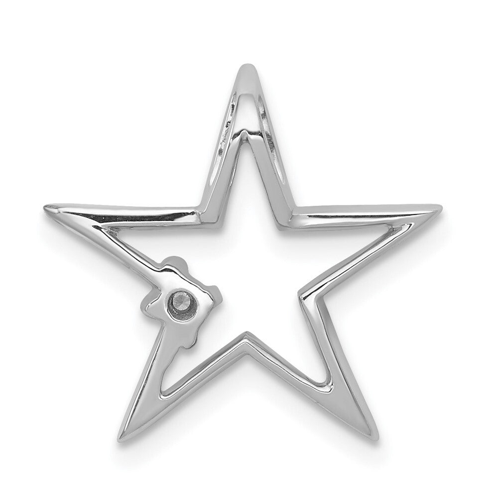 14k White Gold .01ct. Diamond Star Chain Slide Pendant for Women