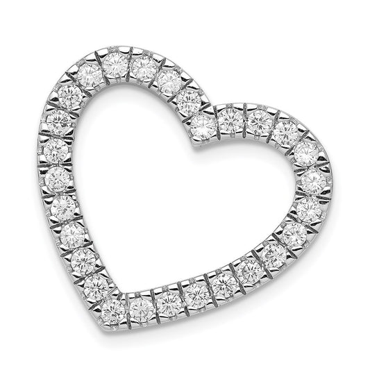 Sterling Silver Rhodium-plated Cubic Zirconia Heart Slide Pendant