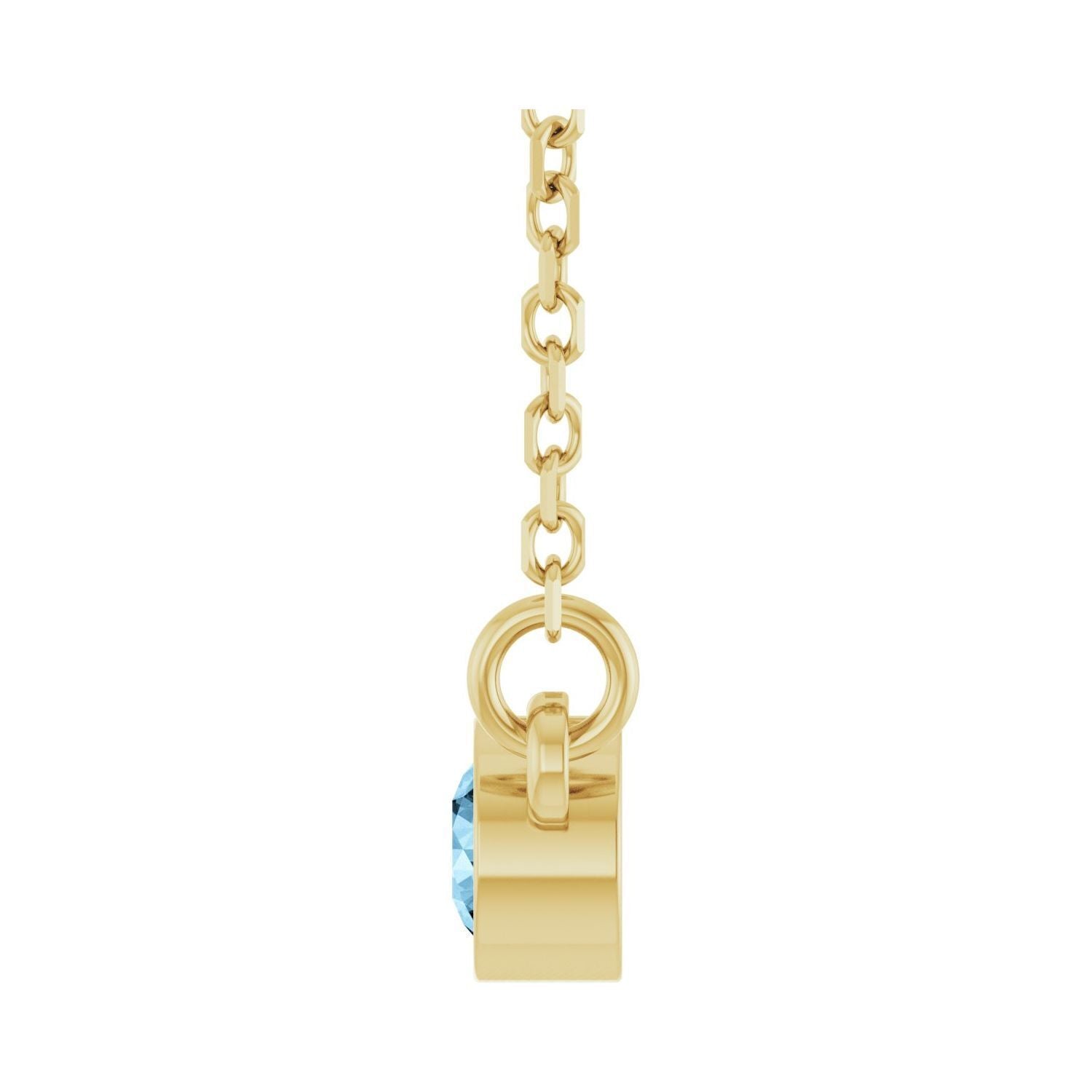 14k Yellow Gold Natural Sky Blue Topaz Solitaire Pendant Necklace 18"