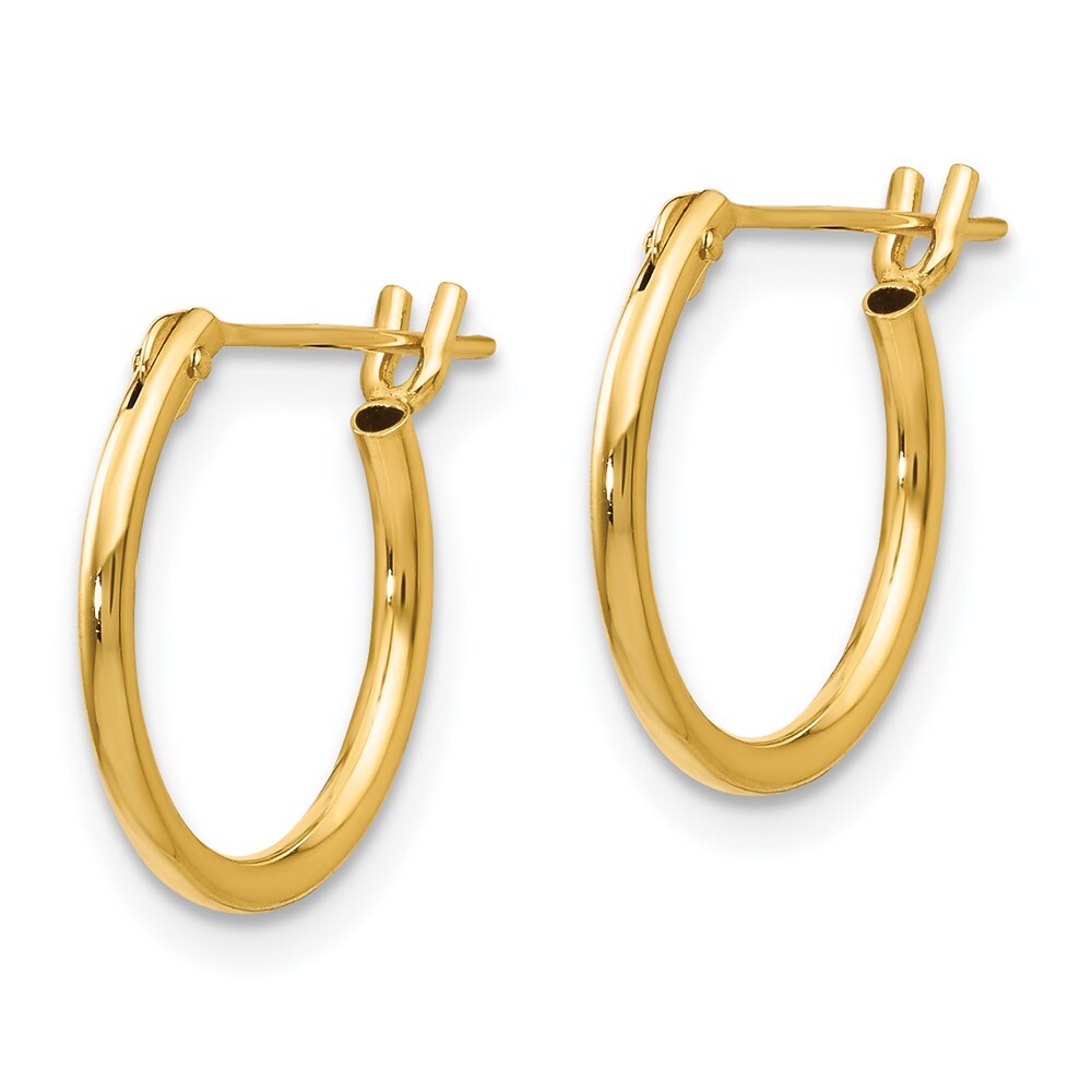 14k Yellow Gold 1.25mm Half Hoop Earrings Gift for Women