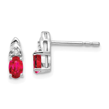 14k White Gold Ruby and Diamond Earrings