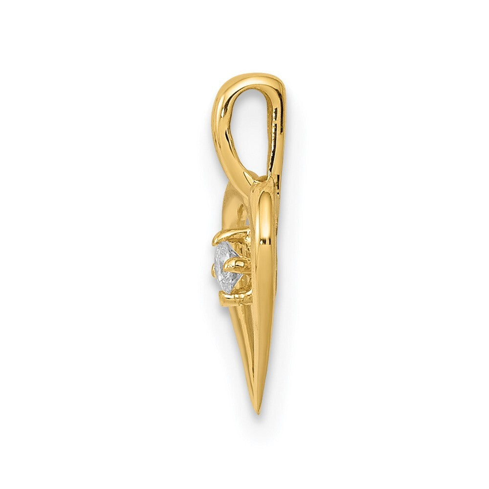 14k Yellow Gold AA .02ct. Diamond Heart Pendant for Women
