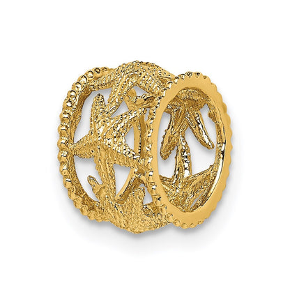 14k Yellow Gold Polished Starfish Slide Pendant for Women