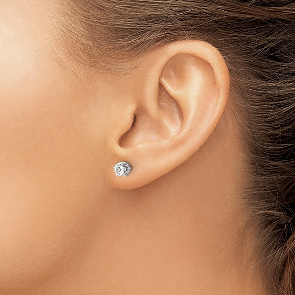 14k White Gold Fancy Twist Diamond Stud Earrings