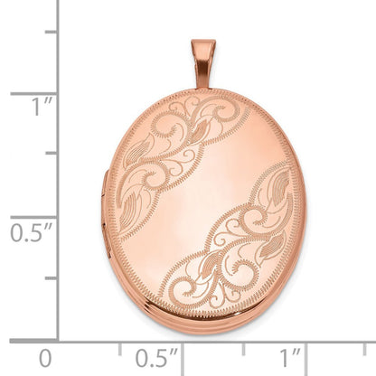 Sterling Silver Rose Gold-plated 26mm Swirled Oval Locket