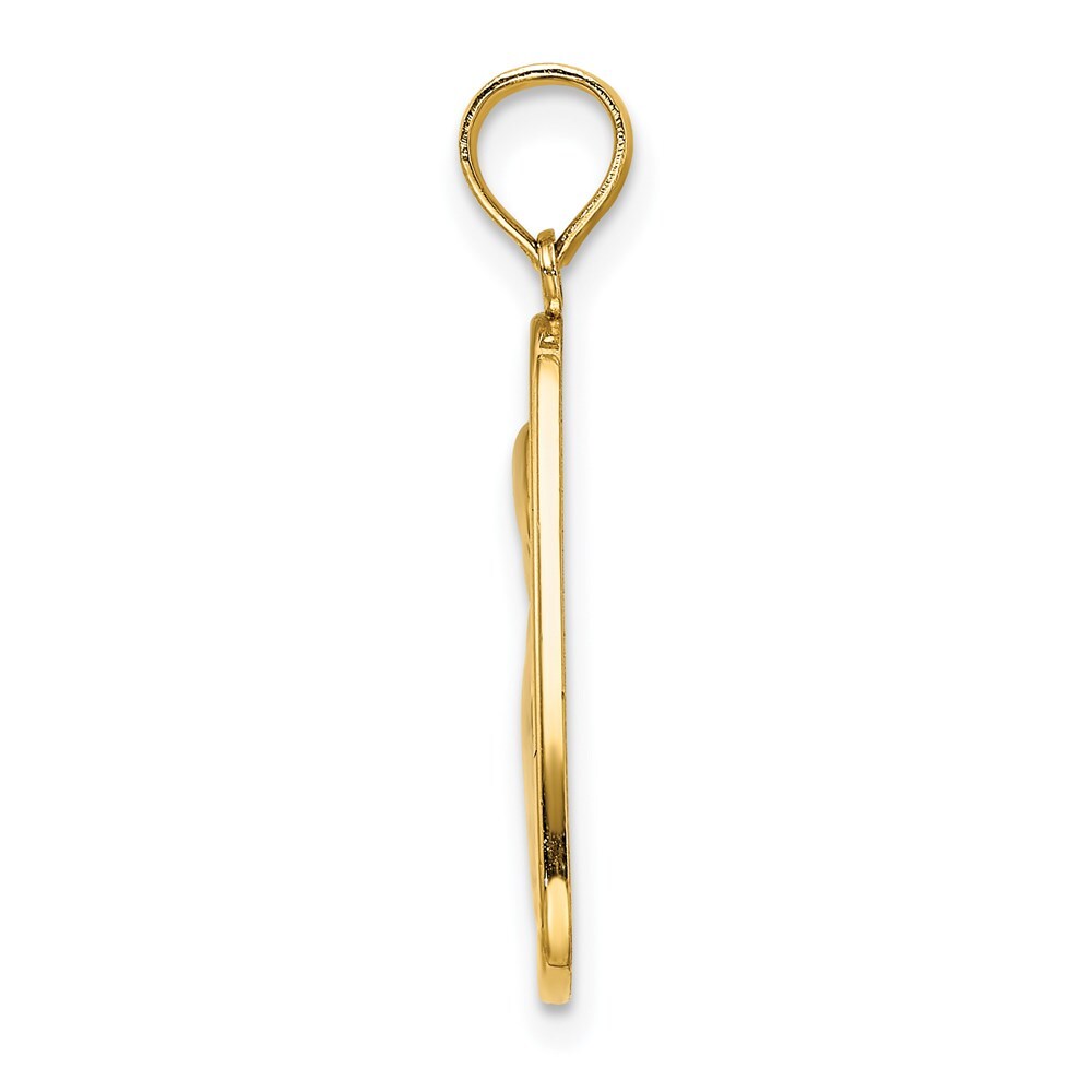 14k Yellow Gold Rhodium Angel Praying Halo On Triangle Disc