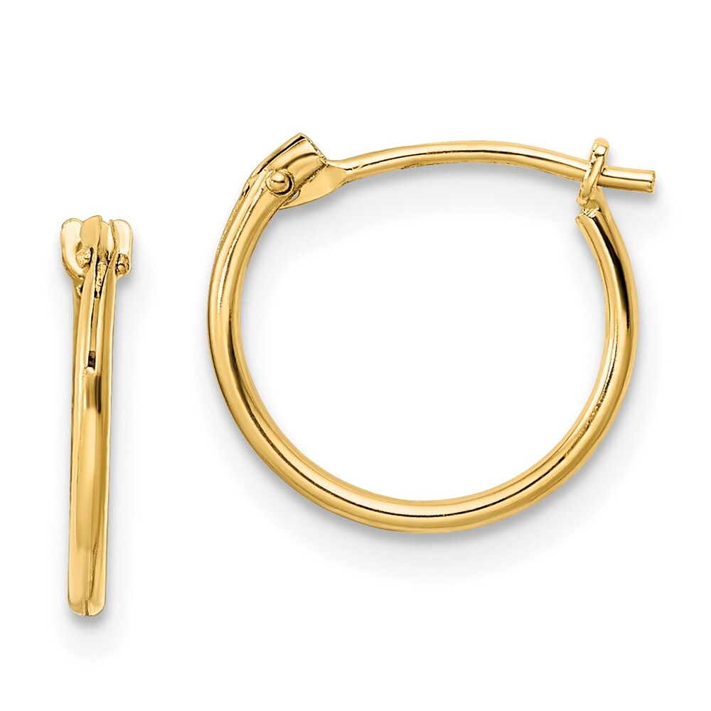 14k Yellow Gold Polished Hinged Hoop Earrings Gift for Women
