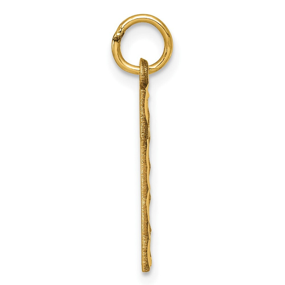 14k Yellow Gold Large Brushed Diamond-cut Number 1 Charm Pendant for Women