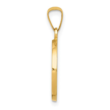 14k Yellow Gold Polished/Satin First Holy Communion Medal Hollow Pendant
