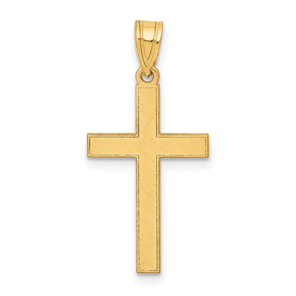 14k Yellow Gold Florentine Satin Cross Pendant for Women