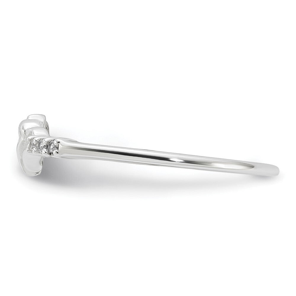 Sterling Silver E-coated CZ Heart Ring Size 6