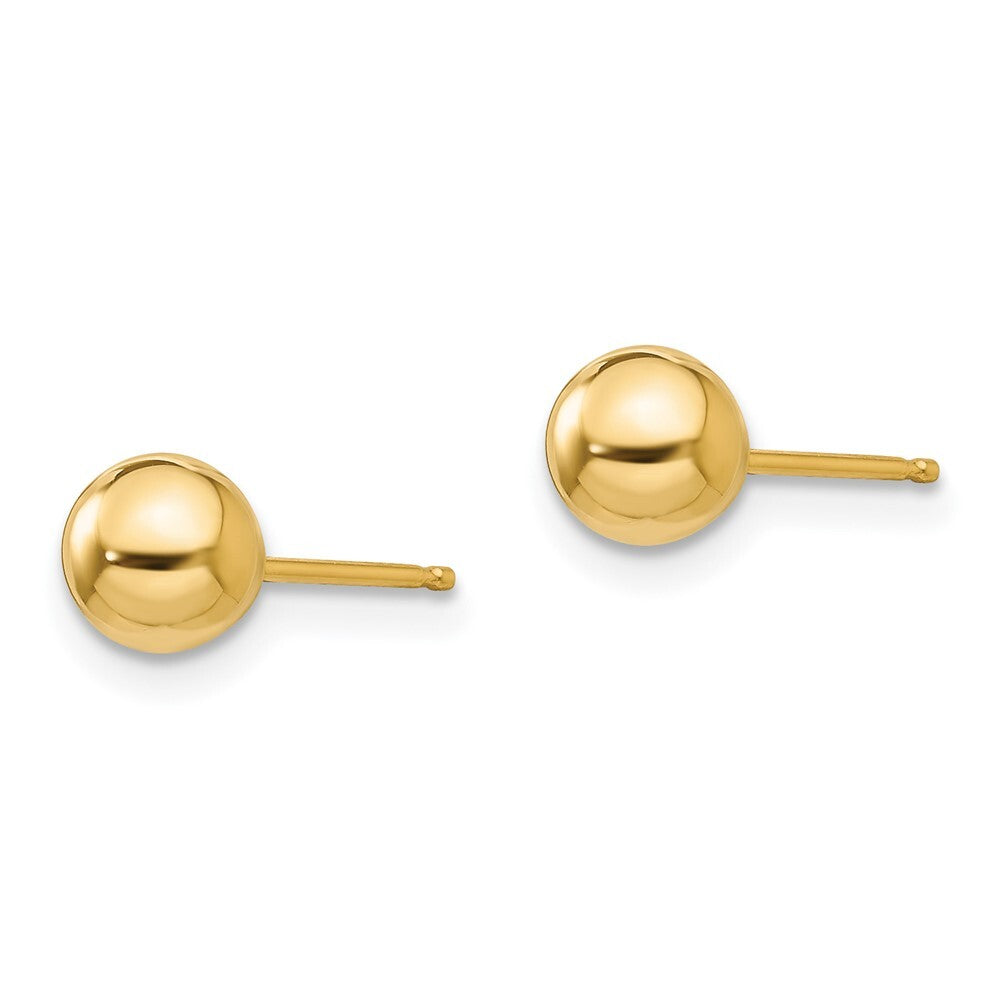 14k Yellow Gold Polished 5mm Ball Stud Earrings Gift for Women