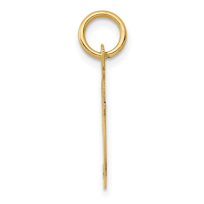 14k Yellow Gold Medium Fancy Script Letter F Initial Charm Pendant for Women