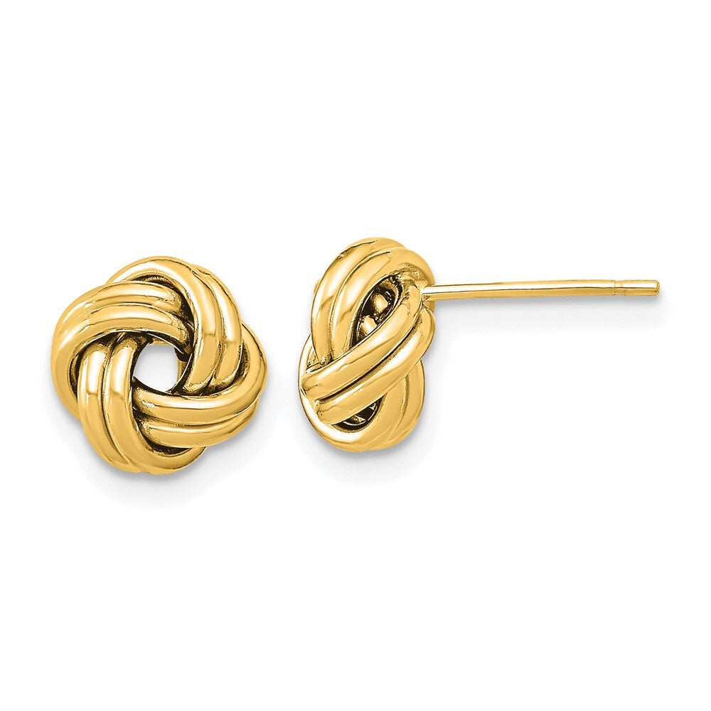 14k Yellow Gold Polished Double Love Knot Stud Earrings Gift for Women