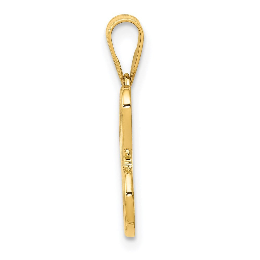 14k Yellow Gold Script Letter C Initial Pendant
