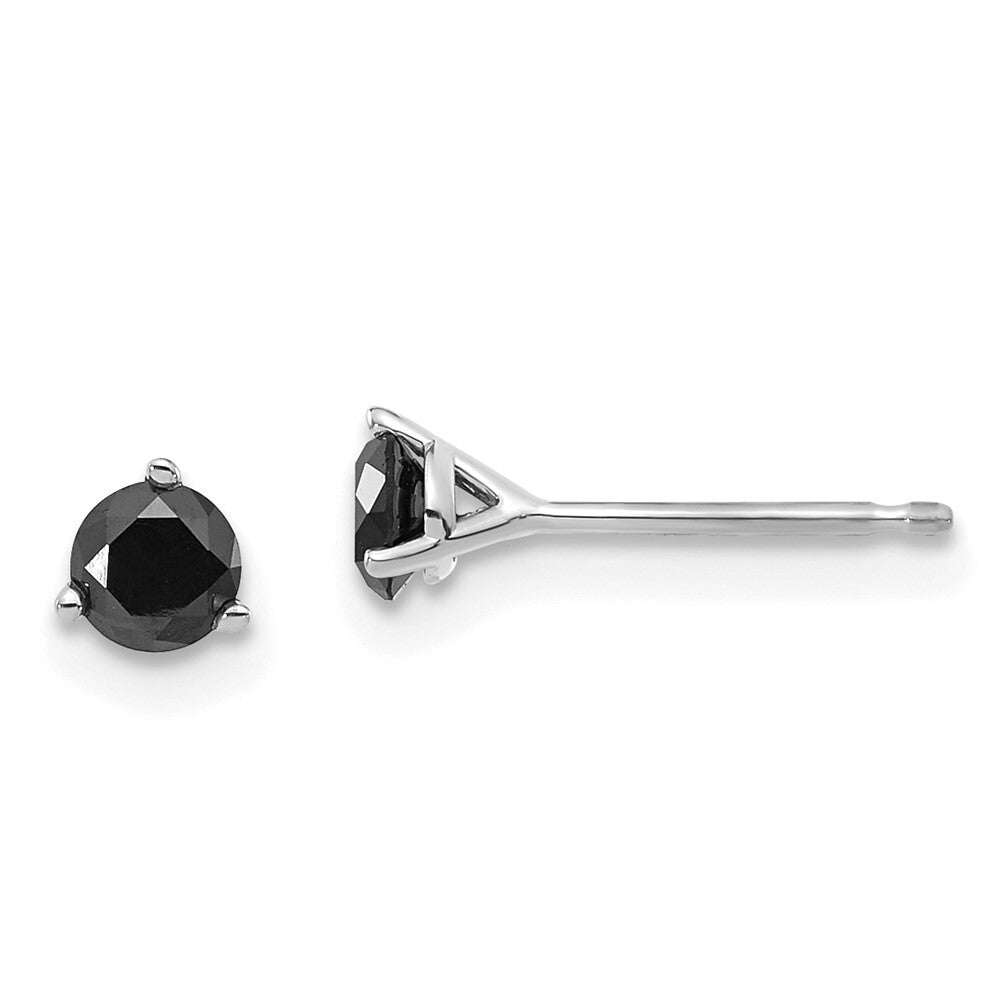 14k White Gold 3/8ct Black Diamond Stud Earrings Gift for Women