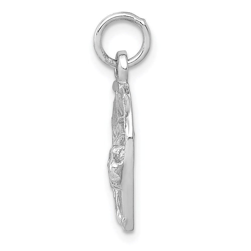 14k White Gold Diamond-cut Horse Head in Horseshoe Charm Pendant for Women