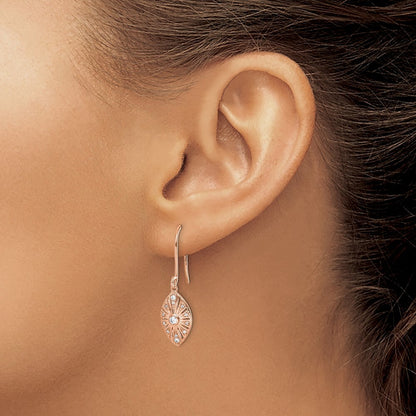 14k White Gold Diamond Vintage Dangle Earrings