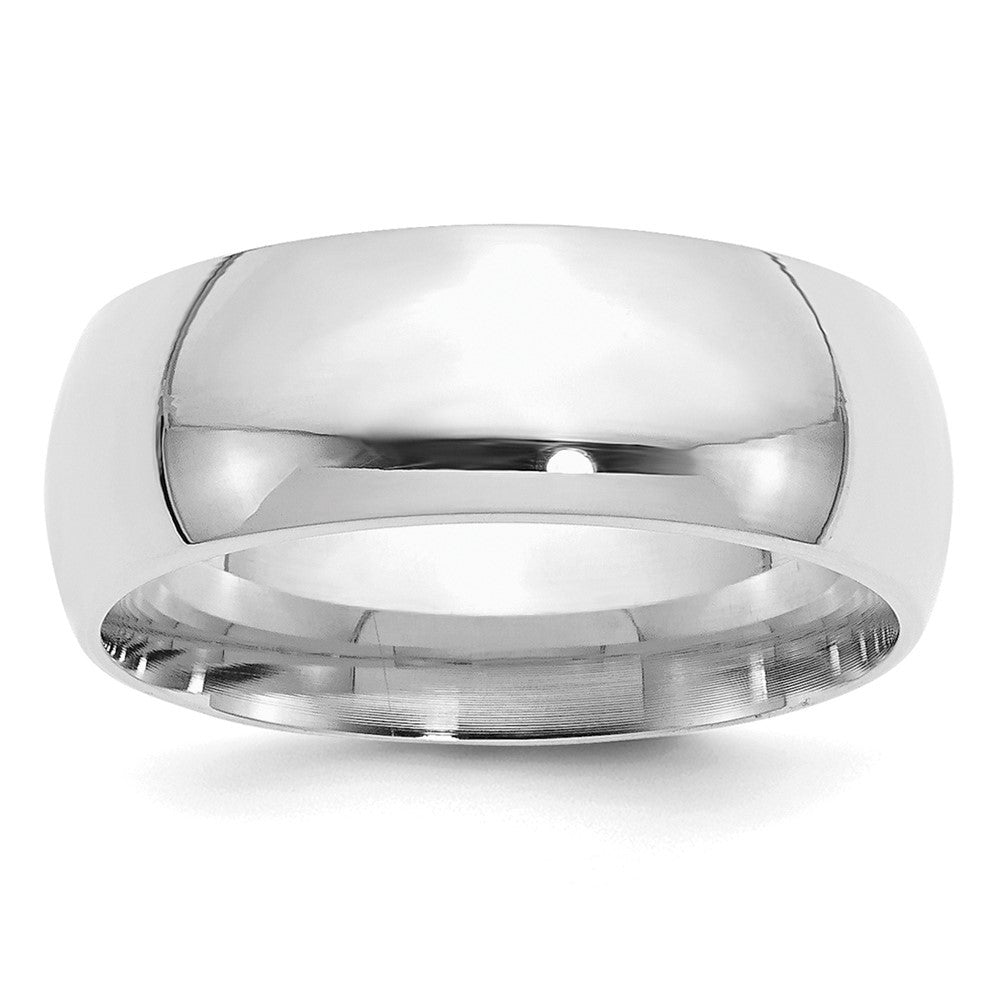 Sterling Silver Rhodium-plated 8mm Comfort Fit Size 8 Band Ring