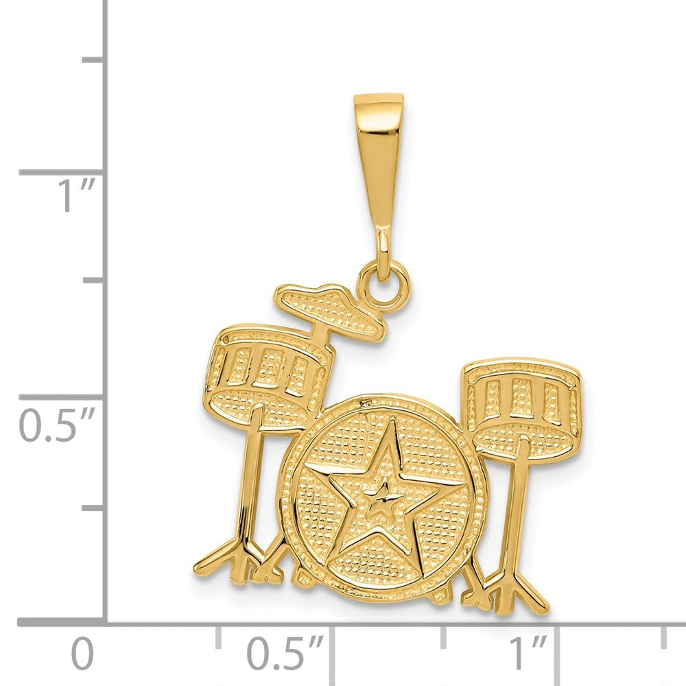 14k Yellow Gold Drum Set Charm Pendant