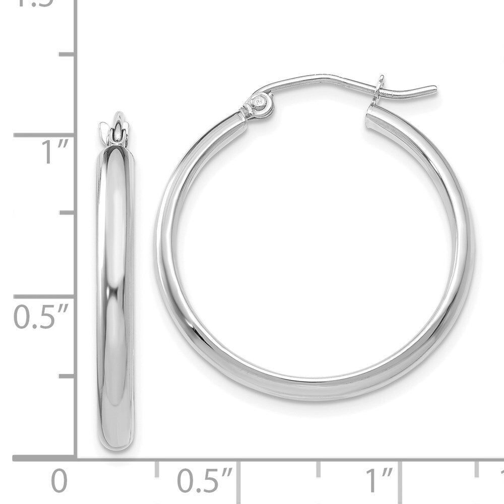 14k White Gold Polished Hoop Earring Gift for Women