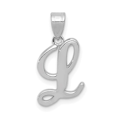 14k White Gold Script Letter L Initial Pendant for Women