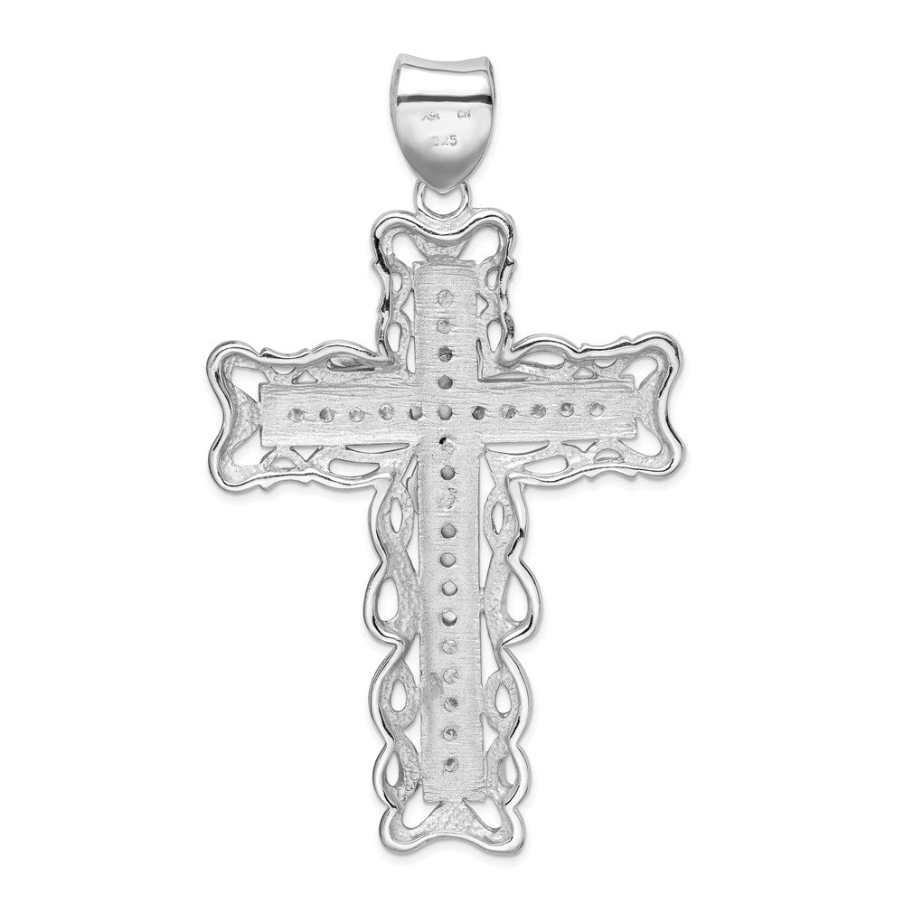 Sterling Silver Rhodium-plated Cubic Zirconia Crucifix Pendant
