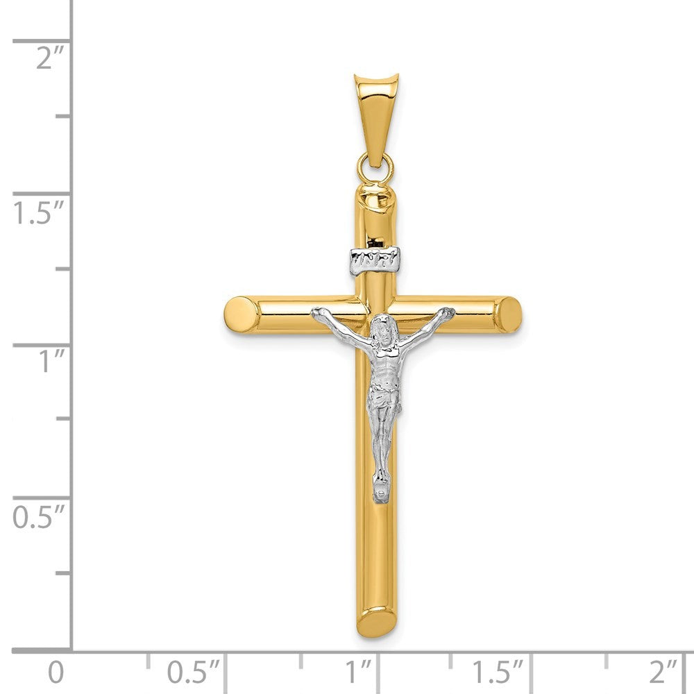 14k Two-Tone Gold Polished Crucifix Pendant