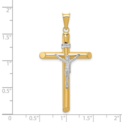 14k Two-Tone Gold Polished Crucifix Pendant