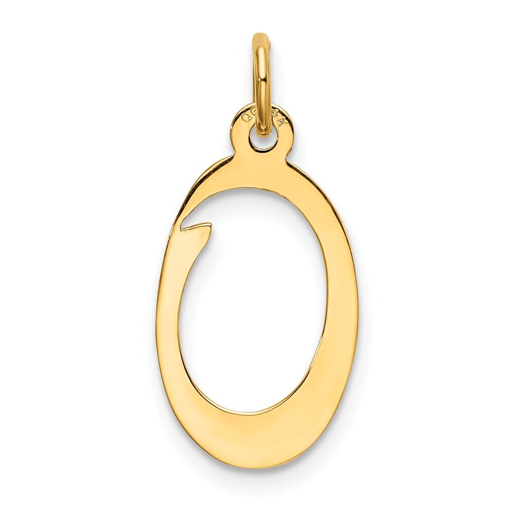 14k Yellow Gold Script Letter O Initial Charm Pendant for Women
