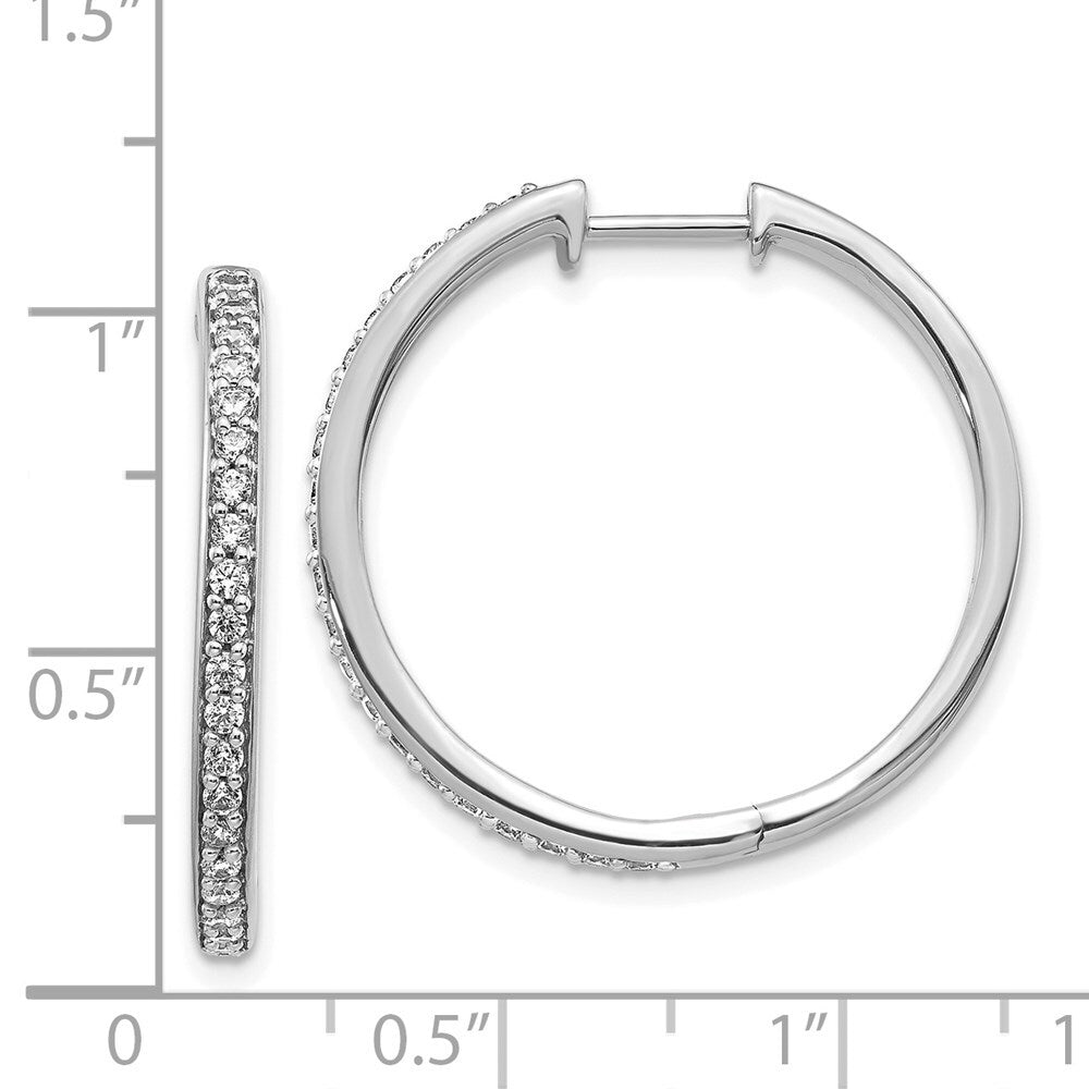 14k White Gold Diamond Hinged Hoop Earrings