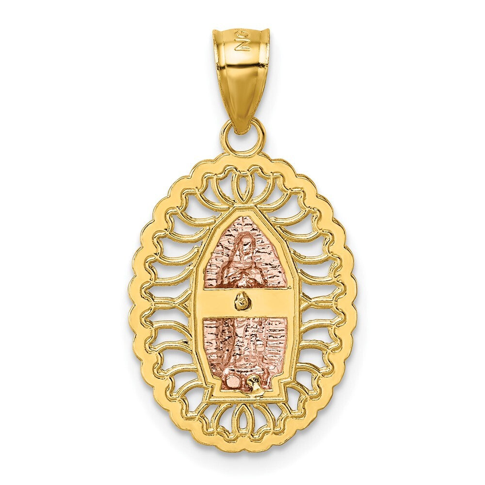 14k Two-tone Gold with White Rhodium Polished Guadalupe Pendant
