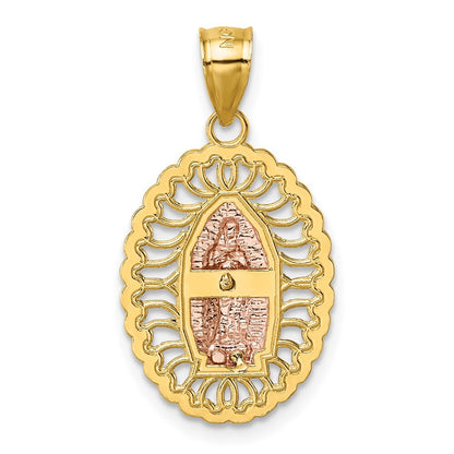 14k Two-tone Gold with White Rhodium Polished Guadalupe Pendant