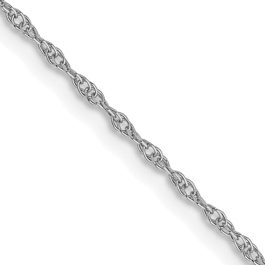 14K White Gold 14" Carded .95mm Cable Rope Chain Necklace