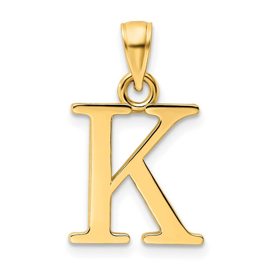 14k Yellow Gold Polished Letter K Pendant