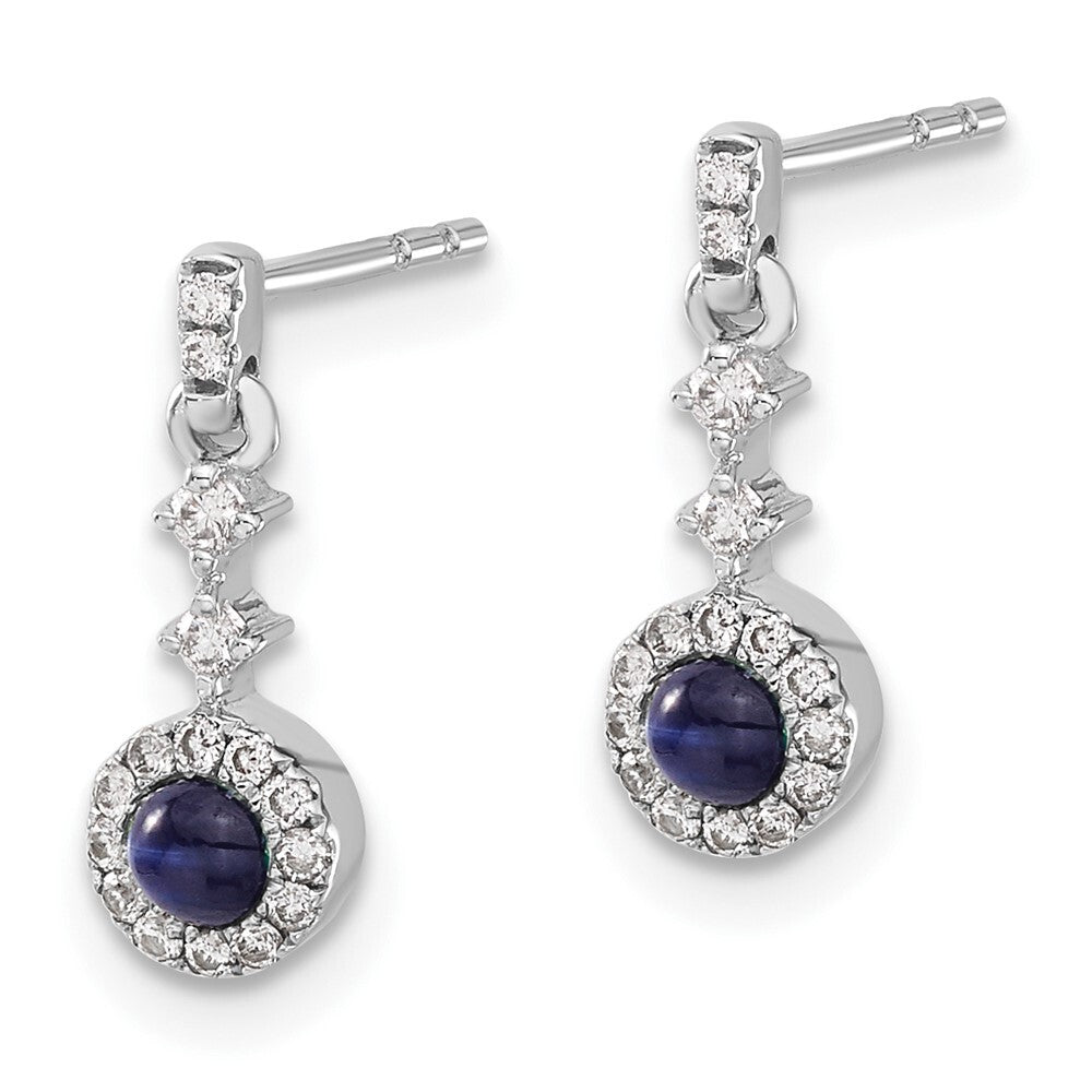 14k White Gold Diamond and Cabochon Sapphire Drop & Dangle Earrings