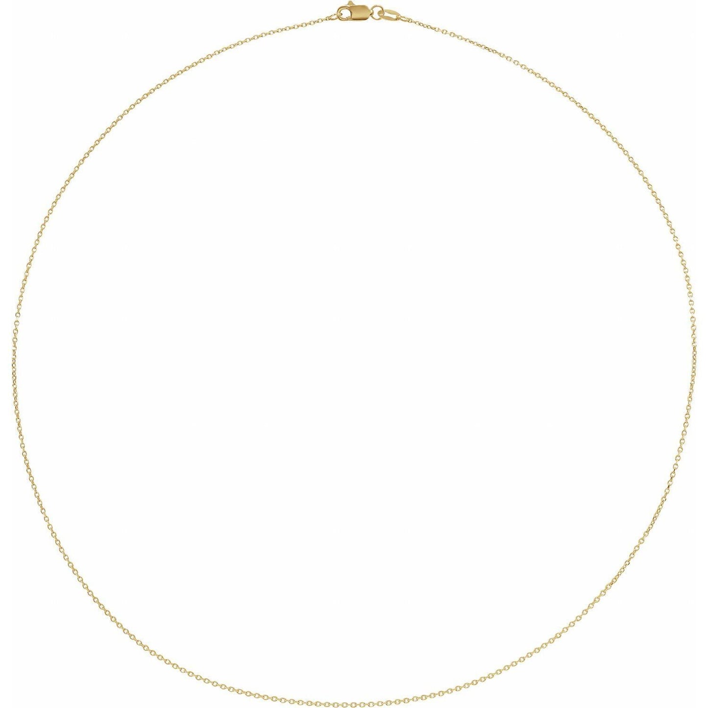 14k Yellow Gold 1 mm Diamond-Cut Cable 20" Chain Necklace Fine Gift for Women