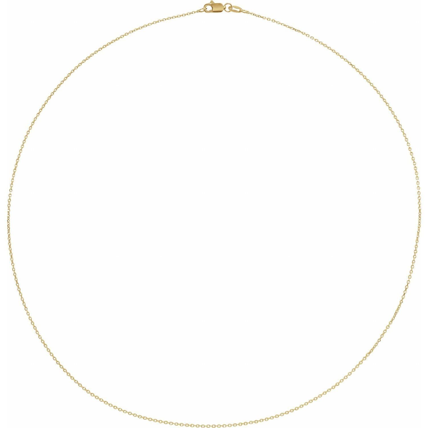 14k Yellow Gold 1 mm Diamond-Cut Cable 20" Chain Necklace Fine Gift for Women