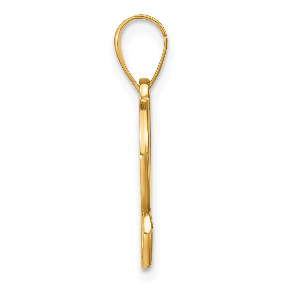 14k Yellow Gold Script Letter G Initial Pendant with Diamond for Women