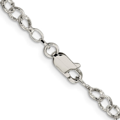 Sterling Silver 4.55mm Fancy Patterned Rolo Chain Necklace